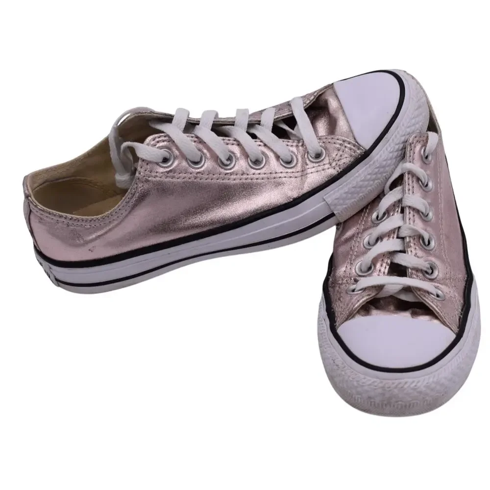 CONVERSE ALL STAR Metallic Pink Rose Gold Low Top Shoes Chuck Taylor Womens Sz 8